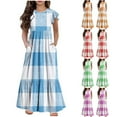 thumbnail image 1 of Tranfacy Robes d'Été pour Ados, Robes d'Été pour Filles, Robe d'Été pour Filles de 6 à 12 Ans à Manches Courtes, Col Rond, Décontractée, à Pois, Robe Longue Ample et Confortable, 1 of 7