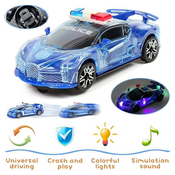 BESTSKY Electric Police Car Toys for 2 3 4 5 6 Year Old Boys Real Siren Sounds Car Toy Police Vehicle Model with LED Light and Music Best Birthdays/Christmas Gift for Boys Girls Kids