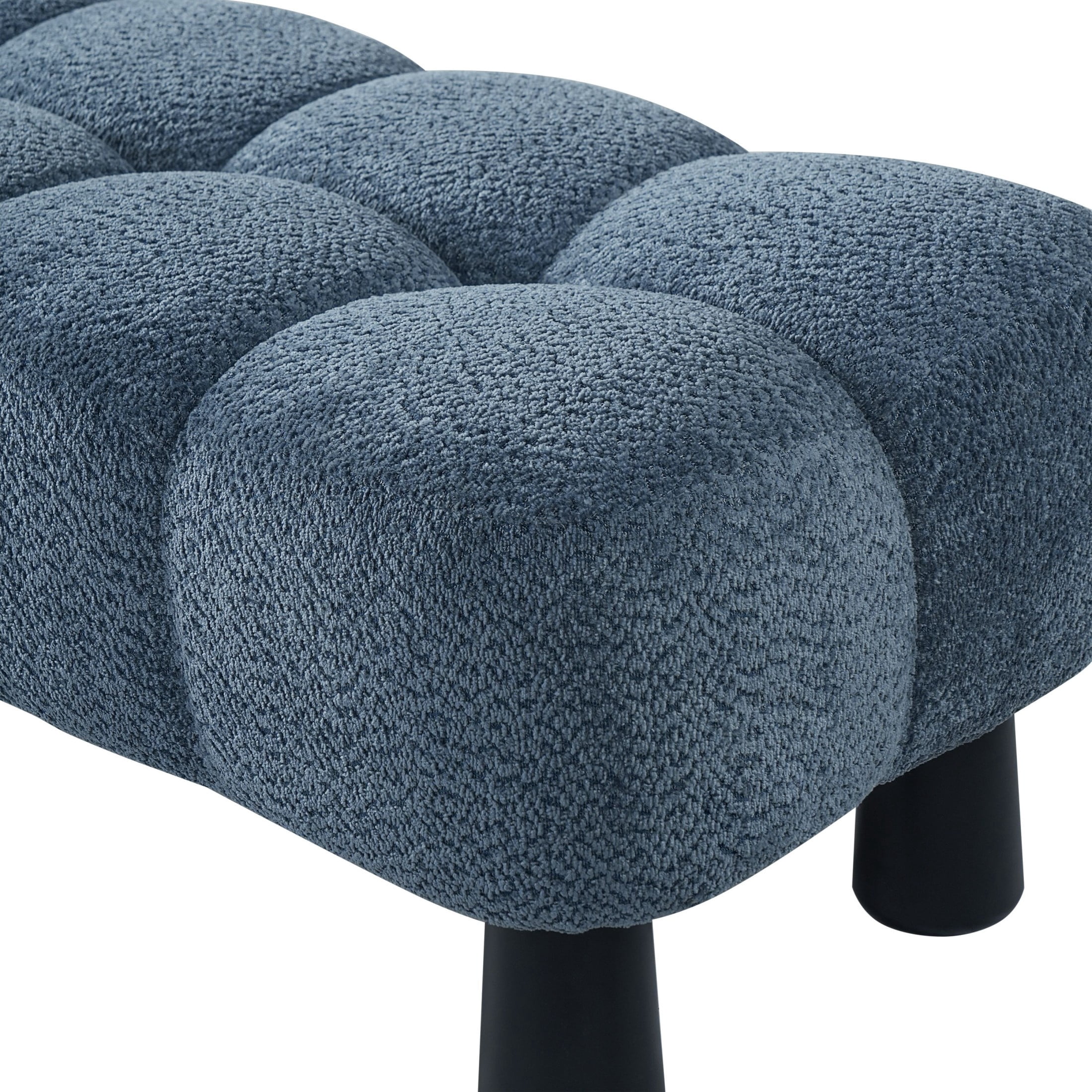 Christopher Knight Home 62.6" Modern Boucle Upholstered Ottoman Bench, Solid Wood Frame, Blue