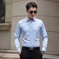 thumbnail image 4 of Camisa casual de manga larga para hombre, corte ajustado, vestimenta profesional de negocios, suaviza tu silueta, ropa de trabajo, ropa de carrera, 4 of 4
