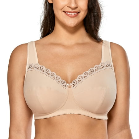 

DELIMIRA Women s Wireless Bra Plus Size Cotton Unlined Full Coverage