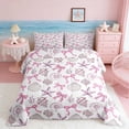 thumbnail image 2 of Manfei Pink White Starfish Queen Comforter Set for Kids Girls, Seashell Bow Bedding Comforter Set, Pink Reversible 3pcs, 1 Comforter and 2 Pillowcases, 2 of 6