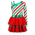 thumbnail image 2 of Alvivi Kids Girls Christmas Tutu Dress Sequins Stripes Leotard Dance Costume Candy Cane Miss Santa Holiday Party Outfits Red Green White 12, 2 of 5