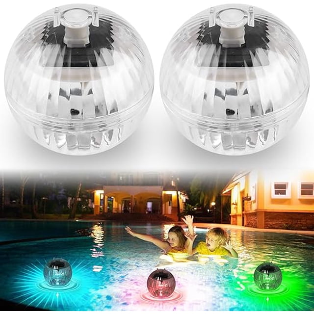 Solar Underwater Pool Lights, 2pcs LED Pond Lights, IP44 Waterproof Solar Pool Lights, Multicolor Underwater Pool Lights with 7 Color Changes