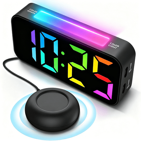 Alarm Clock,Digital Alarm Clock, Vibrating Alarm Clocks with RGB 9 Color Light, 100 d B Vibration photo Alarm Clock,Digital Alarm Clock, Vibrating Alarm Clocks with RGB 9 Color Light, 100 d B Vibration