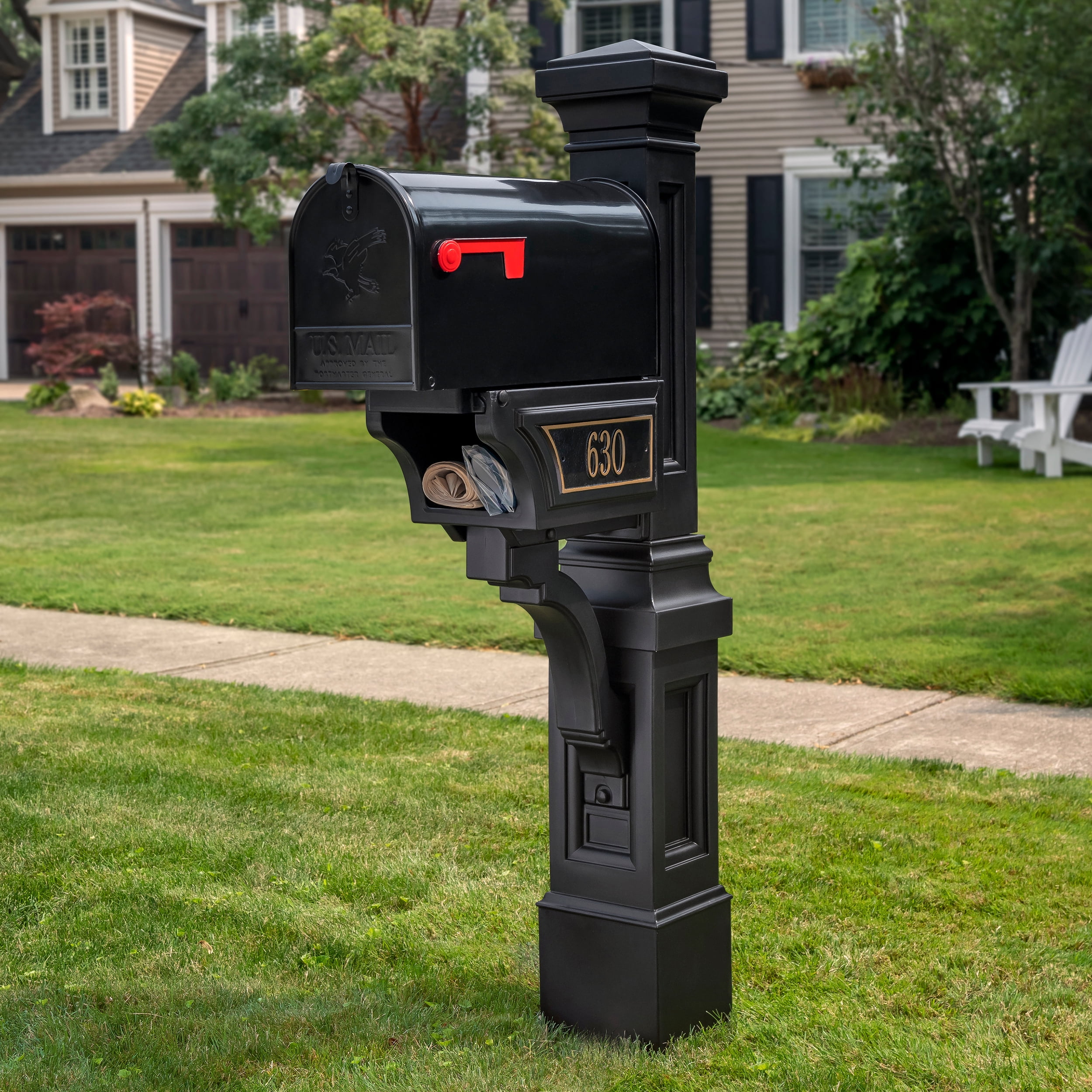 Step2 Atherton 59" Onyx Black Plastic Mailbox Post Kit