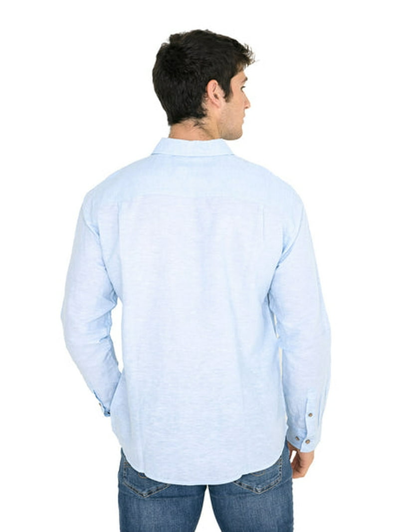 Weatherproof Vintage CERULEAN Men's L/S Linen Button Down Shirt, US Med -  Walmart.com