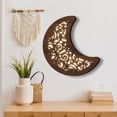 thumbnail image 6 of Boho Wooden Moon LED Lamp Wall Hanging Decor Sign, Wood Carving LED Night Light Wall Sculptures, 3D Home Wall Art Decoration for Bedroom Living Room, 6 of 6