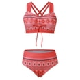 thumbnail image 4 of MKLEKYY Trajes De Baño Mujer Curvy Women High Waisted Bikini Sexy Push Up Two Piece Swimsuits Vintage Swimsuit Two Piece Retro Ruched High Waist Print Bikini Set 35, 4 of 6