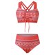 thumbnail image 4 of MKLEKYY Trajes De Baño Mujer Curvy Women High Waisted Bikini Sexy Push Up Two Piece Swimsuits Vintage Swimsuit Two Piece Retro Ruched High Waist Print Bikini Set 33, 4 of 6