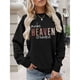 thumbnail image 4 of Suéter de Mujer con Estampado de Letras, Cuello Redondo y Larga Negro M, 4 of 5