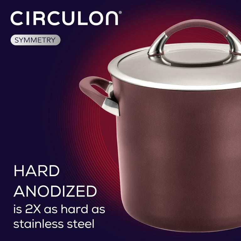 Circulon 11 Piece Symmetry Hard Anodized Nonstick Pots and Pans/Cookware  Set, Merlot 
