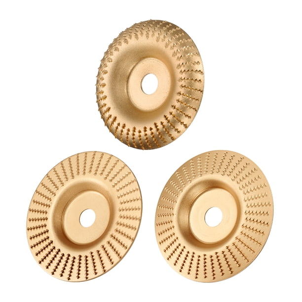 Conjunto de discos de tallado de madera Uxcell 3Pcs, moldeado, tallado, lijado, disco de corte con eje de 5/8" tono dorado