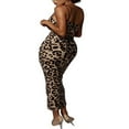 thumbnail image 3 of Women Leopard Print Spaghetti Strap V Neck Maxi Dress, 3 of 5