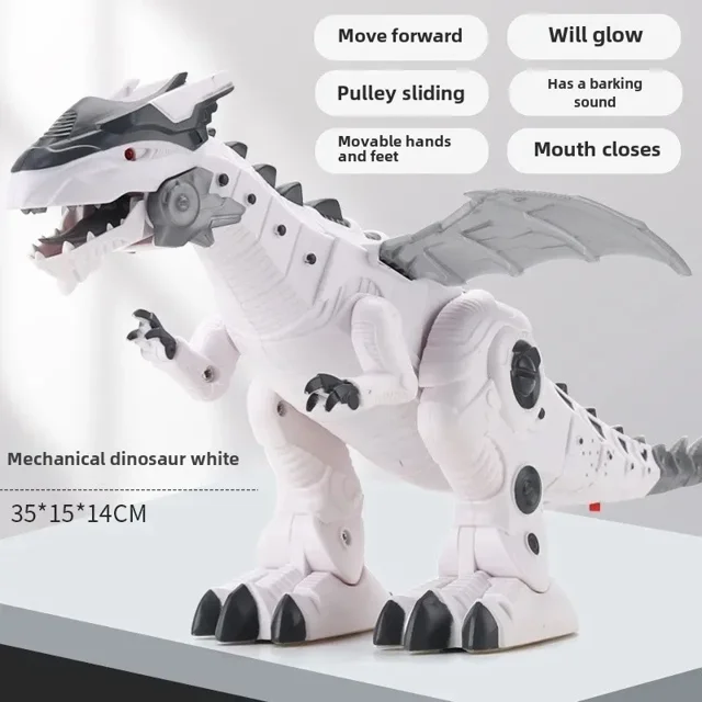 Wholesale Medium-Sized White Mechanical Dinosaur Toy (JY002) - Remote Control Spray & Flame Effects, Realistic Simulation, Durable Plastic, Intelligent Gift for All Ages, Interactive Electric Movable