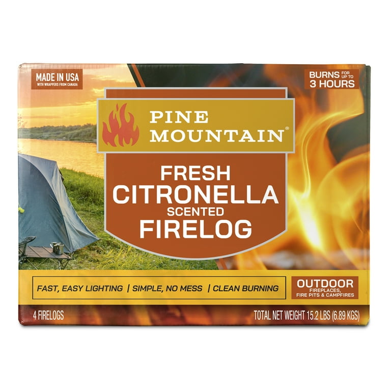 PINE MOUNTAIN Citronella Scented Firelog 4 Pack - Walmart.com