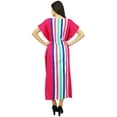 thumbnail image 4 of Bimba Magenta Long Cotton Kaftan Holiday Beach Cover Up Ladies Caftan Maxi Gown Dress, 4 of 6