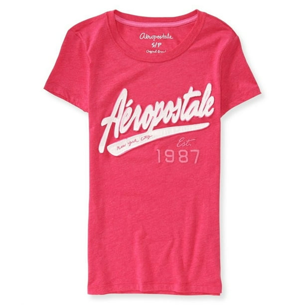 Aeropostale Womens NYC 1987 Camiseta gráfica, rosa, grande Aeropostale Camiseta gráfica
