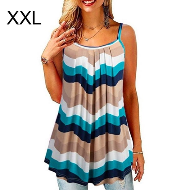 Verano Tops Correa Escote redondo Chaleco Sin mangas Tela estampada para mujer, Tipo 7, XXL Speravity AP001971-50