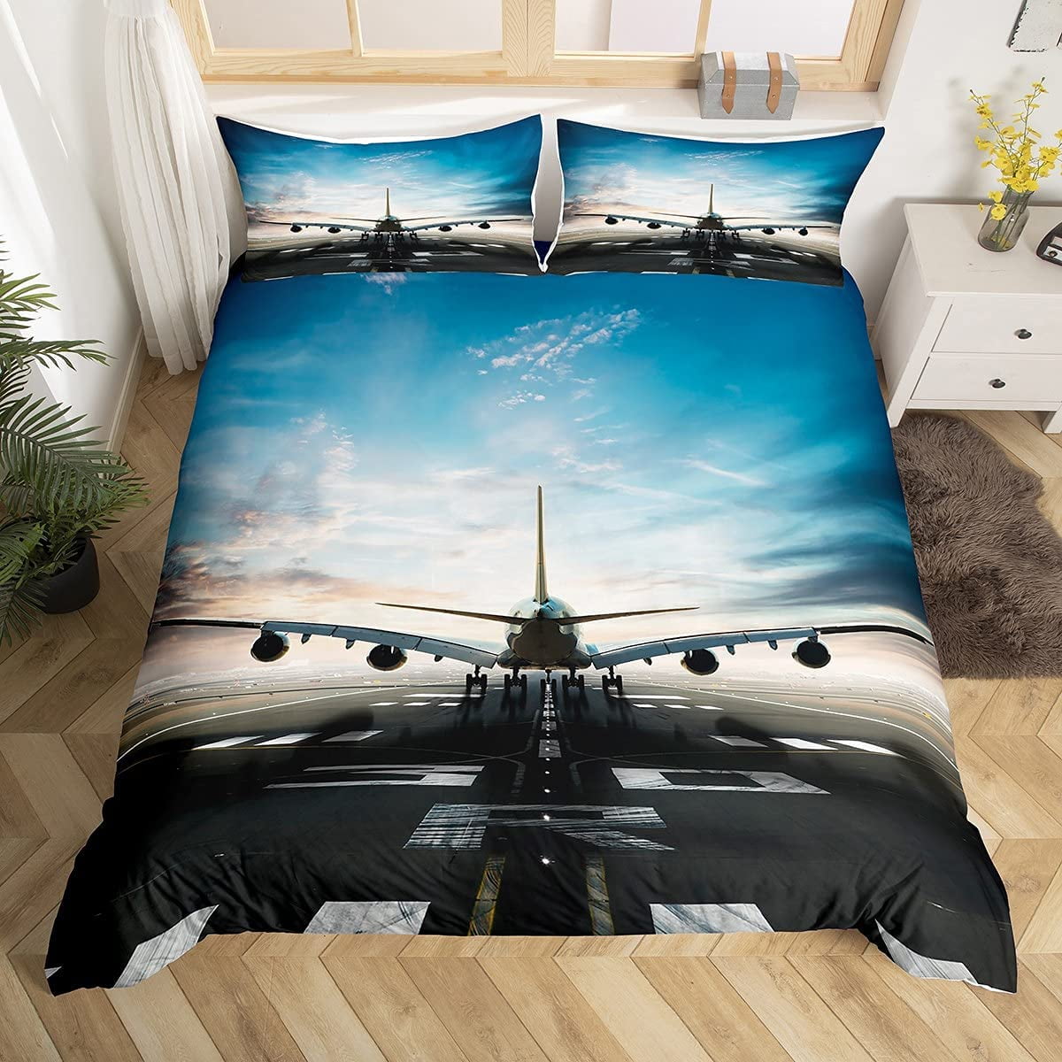 Cool Gift Military Warplane Battle Plane Bedding Duvet Cover Set+2pcs Pillowcase 