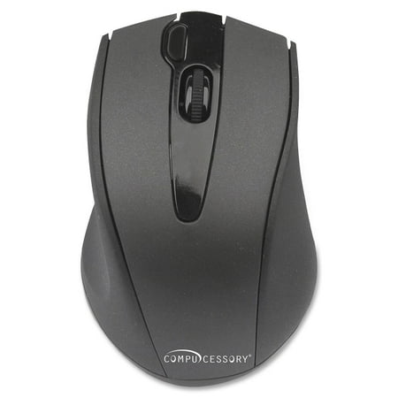 Compucessory Wireless Mouse, 2.4G, Black - V-Track - Wireless - Radio Frequency - Black - 2000 dpi - Tilt Wheel - 4 Butt