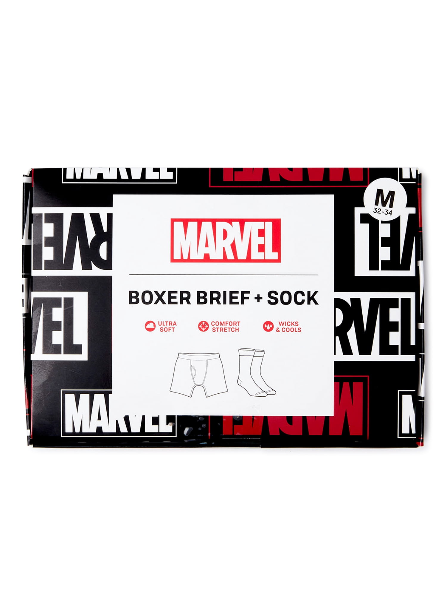 Marvel, Adult Mens, Boxer Briefs and Crew Socks, 2-Piece Set, Size S-2XL
