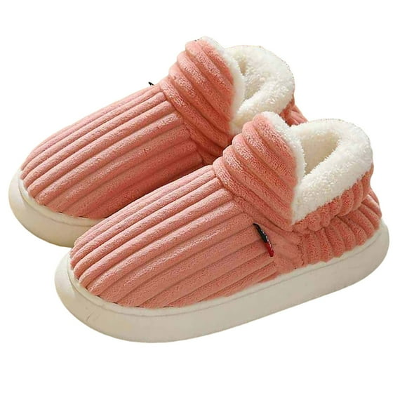 Pandaie Womens Mens Corduroy House Booties Slippers Memory Foam Slip on Winter Shoes Closed Back Indoor Outdoor Plush Boots Red 8.5