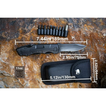 TRAHOO-FD01 Folding Pocket Knife Multitool Pliers Wire Cutter Bottle Opener Screwdriver for Camping Hunting Fishing EDC Knife Tools for Men
