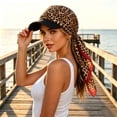 thumbnail image 2 of Satin Paisley Print Scarf Visor Hat, Breathable Polyester Sun Protection Head Wrap Cap Adjustable Outdoor Head Coverage for Women, 2 of 6