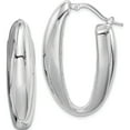 thumbnail image 1 of Sterling Silver Polished Rhodium Plated Hollow Hoop Earrings (39 X 23) Made In Italy qe8310, 1 of 5