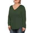 thumbnail image 3 of Amoretu Womens V Neck Tops T Shirts Plus Size V Neck Casual Shirts Tunic (Green, 2XL), 3 of 3