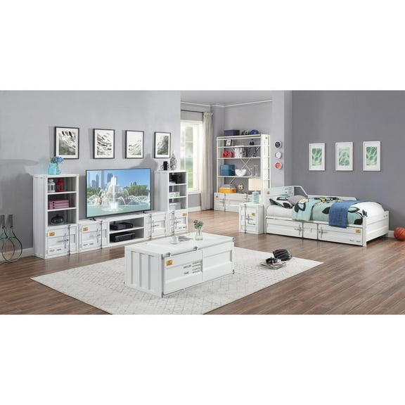 Acme Furniture Cargo Bookshelf & Ladder in White Finish