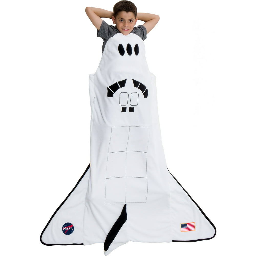 Silver Lilly Plush Fleece Spaceship Rocket Ship Sleeping Bag Blanket
