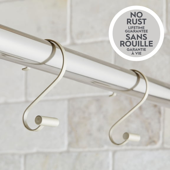 Better Homes & Gardens S-Shape Rustproof Shower Hooks with T-Bar Ends, Nickel, Set of 12