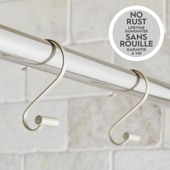 Better Homes & Gardens S-Shape Rustproof Shower Hooks with T-Bar Ends, Nickel, Set of 12