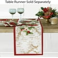 thumbnail image 4 of Christmas Presley Red and White Poinsettia Double Bordered 70 inch Round Fabric Tablecloth, Holiday Cottage Floral Border Print Table Cover for Dining Party, 4 of 8