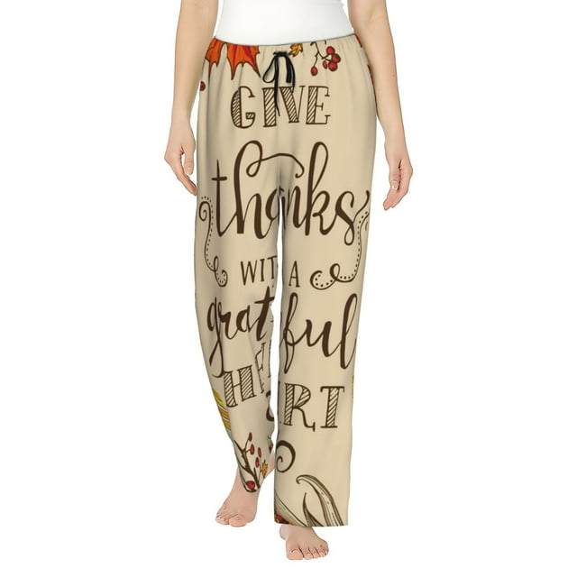Balery Thanksgiving With A Grateful Heart Pantalones de pijama para mujer, pijamas ultraligeros, pantalones de estar por casa-Large