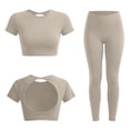 thumbnail image 4 of Aofany Workout Sets for Women 2 Piece Tracksuit Set Athletic Yoga Outfits Stretchy Yoga Workout Set Comfortable Gym Leggings And Short Sleeve Top Set, 4 of 5