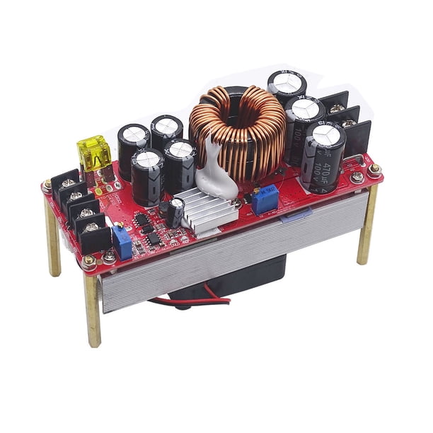 Seitruly Convertidor de voltaje universal, módulo de aumento de DC-DC portátil, controlador regulador de fuente de alimentación, componente Electrónica miscelánea 1800W con ventilador