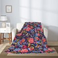 thumbnail image 2 of Throw Blanket for Couch Sofa and Bed, Red Blue Flower Paisley Super Soft Plush Throw Blanket, Fuzzy Cuteness Comfy Warm Washable Flannel Blanket & Throws for All Season 60"x50", 2 of 5