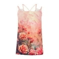 thumbnail image 4 of Cagogo Women Spaghetti Strap Sleeveless Pleated Tank Tops Under $5 Athletic Floral Printed Scoop Neck Flowy Camis Tshirt Dressy Casual Summer Basic T Shirts, 4 of 6