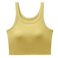 thumbnail image 6 of Jinhomg Crop Tank Top with Built in Bra for Women Causal Sleeveless Camisole Basic Solid Layer Shelf Bra Ladies Summer Outfit Yellow M, 6 of 7