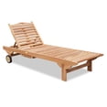 thumbnail image 5 of Sunny Teak Wood 4-Position Outdoor Sun Bed Lounger Garden Patio Chair w Tray 2 Wheels, 5 of 10