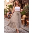 thumbnail image 4 of Cueply Women's Plus Size Casual High Waist Tie Front Long Skirts with Pockets Flowy Summer Pleated Tiered Elastic Skirt, 4 of 9