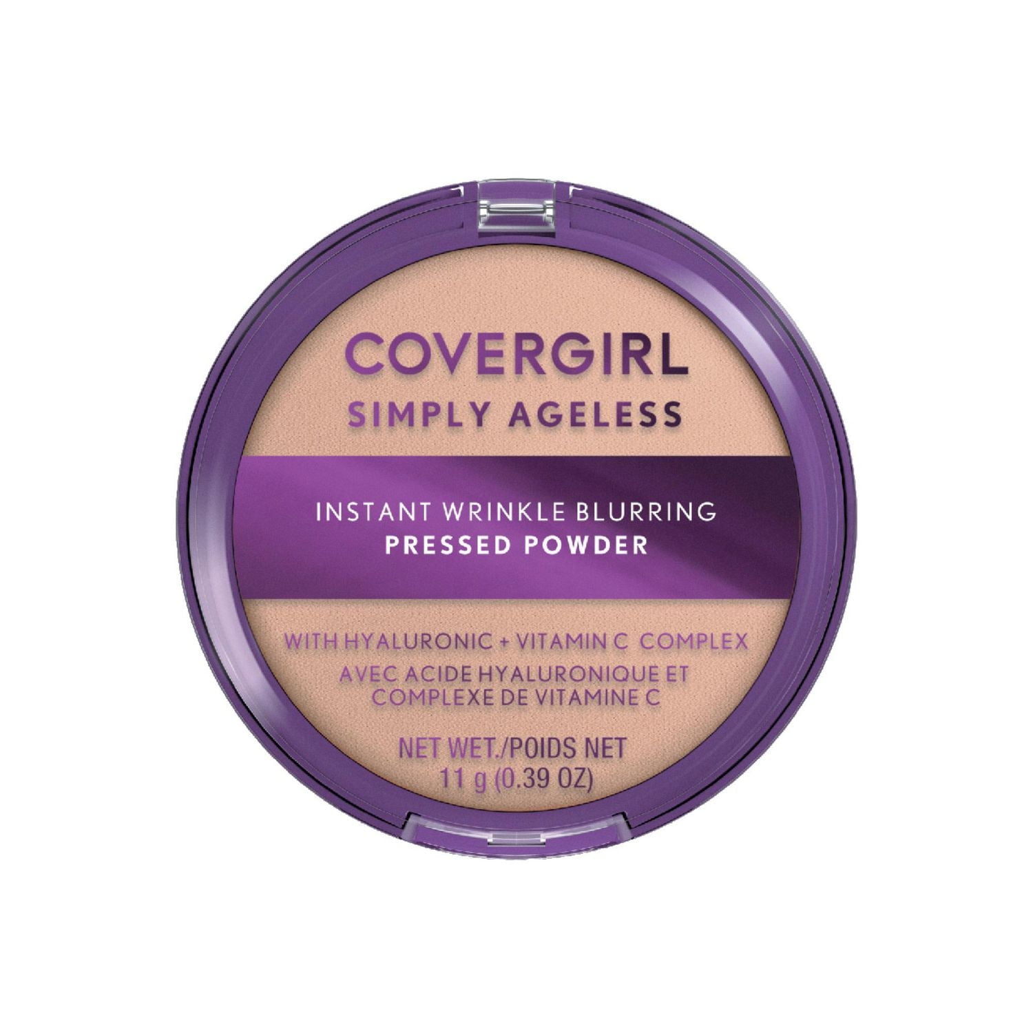 COVERGIRL - Poudre pressée Simply Ageless Instant Wrinkle Blurring, avec acide hyaluronique et vitamine C - formule hydratante, matifiante, 100% Sans Cruauté Poudre pressée crémeuse