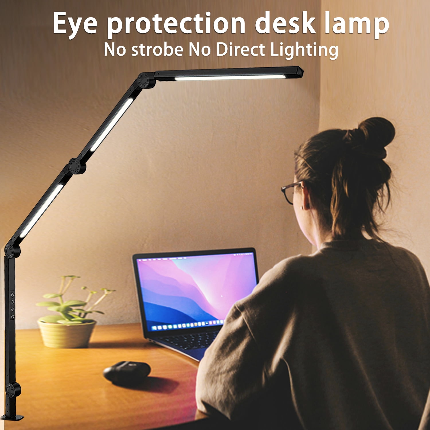 LED Desk Lamp with Clamp & Flexible Arm - 3 Light Sources, 4 Color Modes & 5 Brightness Levels, Eye-Caring Table Light with Memory Function