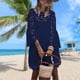 thumbnail image 5 of Vestido De Las Señoras Vestido elegante floral de encaje Vestidos de verano europeos para mujer Transpirable para vacaciones Kuymtek para Mujer Azul marino T L, 5 of 6