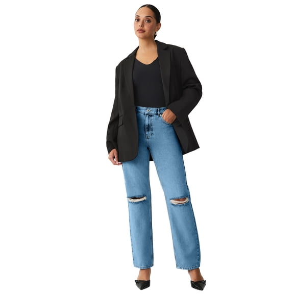 Ellos Plus Size Mid-Rise Relaxed Straight Leg Jean
