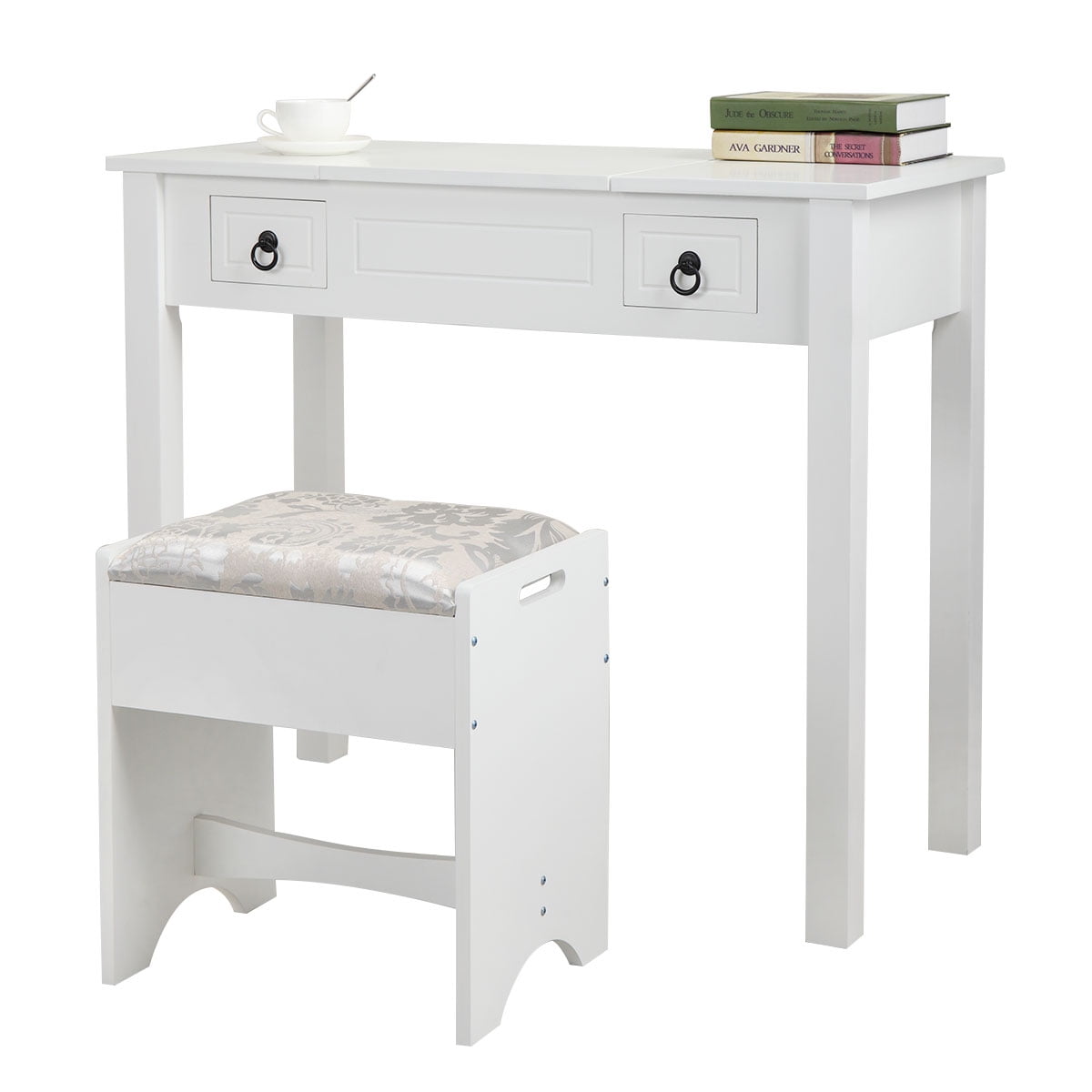 Resenkos Makeup Vanity with Flip Top Mirror, Small Computer Desk Home Office Desk for Writing Study Bedroom, White Resenkos Makeup Vanity with Flip Top Mirror, Small Computer Desk Home Office Desk for Writing Study Bedroom, White