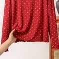 thumbnail image 5 of QSAWXQZ Women's Modal Printed Pajama Top Crew Neck Polka Dots Long Sleeves Reffle Hem Relaxed Sleep Tee Lounge Top for Summer 4XL, 5 of 5